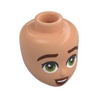Tête de mini-poupée, sourcils brun rougeâtre, lèvres, yeux vert olive, sourire bouche ouverte (Minidoll Head, Reddish Brown Eyebrows, Lips, Olive Green Eyes, Open Mouth Smile)