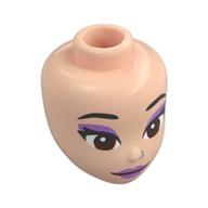 Tête de mini-poupée, sourcils noirs, Fard à paupières lavande, lèvres, yeux brun rougeâtre (Minidoll Head, Black Eyebrows, Lavender Eyeshadow, Lips, Reddish Brown Eyes)