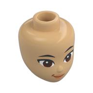 Tête de mini-poupée, sourcils noirs, yeux brun rougeâtre, lèvres orange foncé, sourire en coin (Minidoll Head, Black Eyebrows, Reddish Brown Eyes, Dark Orange Lips, Smirk)