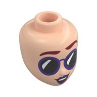Tête de mini-poupée, sourcils rouge foncé, lunettes de soleil pourpre foncé, Verre noir, lèvres pourpre foncé (Minidoll Head, Dark Red Eyebrows, Dark Purple Sunglasses, Black Glass, Dark Purple Lips)