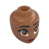 Tête de mini-poupée, sourcils épais noirs, Fard à paupières rouge foncé, yeux bruns, lèvres rouge foncé (Minidoll Head, Thick Black Eyebrows, Dark Red Eyeshadow, Brown Eyes, Dark Red Lips)