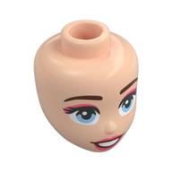 Tête de mini-poupée, Sourcils bruns rougeâtres, Yeux bleu clair vif, Lèvres corail, bouche ouverte (Minidoll Head, Reddish Brown Eyebrows, Bright Light Blue Eyes, Coral Lips, Open Mouth)