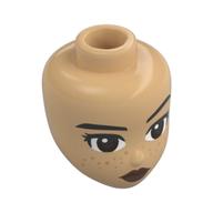 Tête de mini-poupée, Sourcils noirs droits, taches de rousseur, yeux brun rougeâtre, lèvres foncées (Minidoll Head, Straight Black Eyebrows, Freckles, Reddish Brown Eyes, Dark Lips)