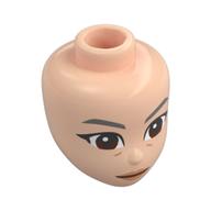Tête de mini-poupée, Sourcils gris bleuâtre foncé, Yeux brun rougeâtre, Lèvres de pêche, Rides (Minidoll Head, Dark Bluish Grey Eyebrows, Reddish Brown Eyes, Peach Lips, Wrinkles)