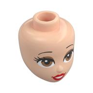 Tête de mini-poupée, sourcils fins noirs, yeux bruns, lèvres rouges, Dents (Minidoll Head, Thin Black Eyebrows, Brown Eyes, Red Lips, Teeth)