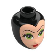 Tête de mini-poupée, visage nougat clair, sourcils fins noirs, yeux vert citron, Fard à paupières, lèvres fermées rouges (Minidoll Head, Light Nougat Face, Thin Black Eyebrows, Lime Eyes, Eyeshadow, Red Closed Lips)