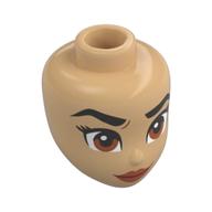 Tête de mini-poupée, sourcils noirs, air sévère, yeux bruns, lèvres orange foncé (Minidoll Head, Thich Black Eyebrows, Stern, Brown Eyes, Dark Orange Lips)