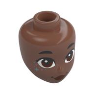 Tête de mini-poupée, sourcils noirs, yeux brun rougeâtre, lèvres rouge foncé, Points rose vif, Étoiles azur moyen. (Minidoll Head, Black Eyebrows, Reddish Brown Eyes, Dark Red Lips, Bright Pink Dots, Medium Azure Stars.)