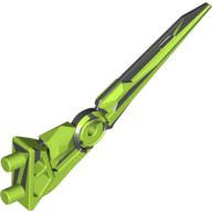 Visuel indicatif Rebrickable de Grande lame d'arme de figurine / griffe / pointe, flexible avec motif de vert citron marbrée (Large Figure Weapon Blade / Claw / Spike, Flexible with Marbled Lime Pattern)