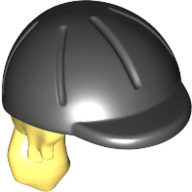 Visuel indicatif Rebrickable de Cheveux et casque, long avec queue de cheval et modèle de casque d'équitation noir (Hair and Helmet, Long with Ponytail and Black Riding Helmet Pattern)