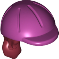 Visuel indicatif Rebrickable de Cheveux et casque, long avec queue de cheval et modèle de casque d'équitation magenta (Hair and Helmet, Long with Ponytail and Magenta Riding Helmet Pattern)