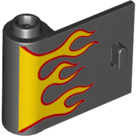 Visuel indicatif Rebrickable de Porte 1 x 3 x 2 à gauche avec motif imprimé flammes rouges et jaunes [w / charnière à bouton] (Door 1 x 3 x 2 Left with Red and Yellow Flames Print [w/Knob Hinge])