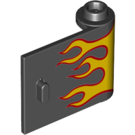 Visuel indicatif Rebrickable de Porte 1 x 3 x 2 droite avec motif imprimé flammes rouges et jaunes [w / charnière à bouton] (Door 1 x 3 x 2 Right with Red and Yellow Flames Print [w/Knob Hinge])