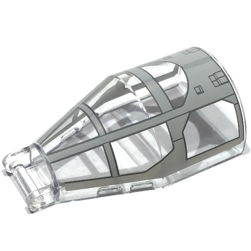 Visuel indicatif Rebrickable de Pare-brise 7 x 4 x 2 rond avec poignée avec motif imprimé cockpit gris bleuté clair (Windscreen 7 x 4 x 2 Round with Handle with Light Bluish Grey Cockpit Print)