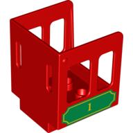 Visuel indicatif Rebrickable de Cabine Duplo Train 3 x 3 x 3 1/2 avec plaque verte et motif imprimé '1' (Duplo Train Cabin 3 x 3 x 3 1/2 with Green Plaque and '1' Print)