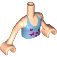 Visuel indicatif Rebrickable de Torse de mini-poupée Fille avec Halter bleu clair avec motif imprimé patte et papillons, bras et mains nougat clair (Minidoll Torso Girl with Light Blue Halter Top with Paw and Butterflies Print, Light Nougat Arms and Hands)