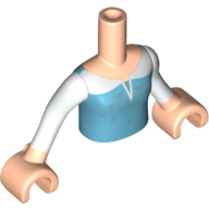 Visuel indicatif Rebrickable de Torse de mini-poupée Fille avec haut bleu avec motif de cristaux de glace bleu clair métallique, manches blanches et motif imprimé mains nougat clair (Minidoll Torso Girl with Blue Top with Metallic Light Blue Ice Crystals Pattern, White Sleeves, and Light Nougat Hands Print)