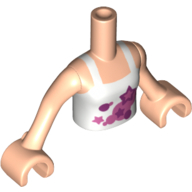 Visuel indicatif Rebrickable de Torse de mini-poupée Fille avec Halter blanc avec motif imprimé étoiles, bras et mains nougat clair (Minidoll Torso Girl with White Halter Top with Stars Print, Light Nougat Arms and Hands)