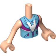 Visuel indicatif Rebrickable de Mini-poupée torse fille avec chemise azur avec bande rose foncé, haut blanc, pendentif étoile, poitrine beige et motif imprimé bras nougat clair, bras et mains nougat clair (Minidoll Torso Girl with Azure Shirt with Dark Pink Band, White Top, Star Pendent, Tan Chest and Light Nougat Arms Print, Light Nougat Arms And Hands)