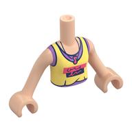 Visuel indicatif Rebrickable de Torse de mini-poupée Fille avec le dessus jaune clair lumineux, formes corail/bleu foncé, écriture, motif imprimé de chemise de lavande, bras et mains nougat clair (Minidoll Torso Girl with Bright Light Yellow Top, Coral/Dark Blue Shapes, Writing, Lavender Shirt Print, Light Nougat Arms and Hands)
