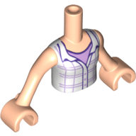 Visuel indicatif Rebrickable de Mini-poupée torse fille avec blanc à carreaux bouton chemise motif imprimé, bras et mains nougat clair (Minidoll Torso Girl with White Plaid Button Shirt Print, Light Nougat Arms and Hands)