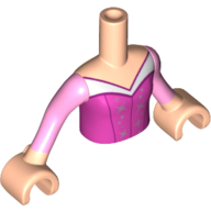 Visuel indicatif Rebrickable de Torse de mini-poupée Fille avec un haut à chemisier rose foncé, un col blanc, des manches roses vives et des mains de nougat clair (Aurora) (Minidoll Torso Girl with Dark Pink Blouse Top, White Collar, Bright Pink Sleeves, and Light Nougat Hands (Aurora))