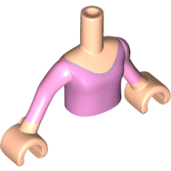 Visuel indicatif Rebrickable de Mini-poupée torse fille avec robe de princesse rose vif motif imprimé, manches rose vif et mains nougat clair (Minidoll Torso Girl with Bright Pink Princess Dress Print, Bright Pink Sleeves and Light Nougat Hands)