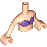 Visuel indicatif Rebrickable de Fille de torse mini-poupée avec motif imprimé bikini de coquille violet foncé, bras et mains nougat clair (Minidoll Torso Girl with Dark Purple Shell Bikini Print, Light Nougat Arms and Hands)