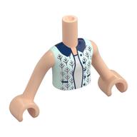 Visuel indicatif Rebrickable de Mini-poupée torse fille avec veste vert d’eau lumière, décorations lavande, garniture bleu foncé, chemise blanche motif imprimé, bras et mains nougat clair (Minidoll Torso Girl with Light Aqua Jacket, Lavender Decorations, Dark Blue Trim, White Shirt Print, Light Nougat Arms and Hands)