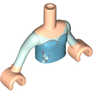 Visuel indicatif Rebrickable de Torse de mini-poupée Fille avec le dessus d'azur moyen avec le motif imprimé d'icônes argentées, les manches légères d'vert d’eau et les mains nougat clair (Minidoll Torso Girl with Medium Azure Top with Silver Icons Print, Light Aqua Sleeves and Light Nougat Hands)