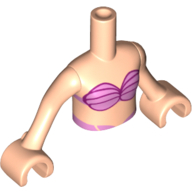 Visuel indicatif Rebrickable de Mini-poupée torse fille avec bikini coquille rose vif motif imprimé, bras et mains nougat clair (Minidoll Torso Girl with Bright Pink Shell Bikini Print, Light Nougat Arms and Hands)