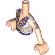 Visuel indicatif Rebrickable de Torse de mini-poupée Fille avec haut blanc avec ceinture violet foncé et or et motif imprimé papillon, tatouage elfes violet foncé, bras et mains nougat clair (Minidoll Torso Girl with White Top with Dark Purple and Gold Belt and Butterfly Print, Dark Purple Elves Tattoo, Light Nougat Arms and Hands)