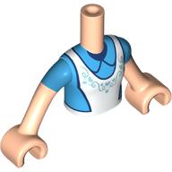 Visuel indicatif Rebrickable de Torse de mini-poupée Fille avec tablier blanc, chemise Azur foncé, motif imprimé bleu foncé, bras et mains nougat clair (Minidoll Torso Girl with White Apron, Dark Azure Shirt, Dark Blue Trim Print, Light Nougat Arms and Hands)