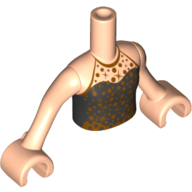 Visuel indicatif Rebrickable de Mini-poupée torse fille avec motif imprimé d'étoiles d'or nacré, bras et mains nougat clair (Minidoll Torso Girl with Pearl Gold Stars Print, Light Nougat Arms and Hands)