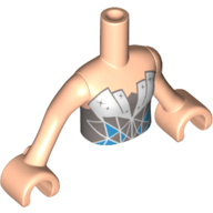 Visuel indicatif Rebrickable de Torse de mini-poupée Fille avec azur moyen et gris foncé Triangles imprimés, bras et mains nougat clair (Minidoll Torso Girl with Medium Azure and Dark Bluish Gray Triangles Print, Light Nougat Arms and Hands)
