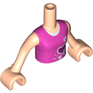 Visuel indicatif Rebrickable de Torse de mini-poupée Fille avec le dessus rose foncé, cœurs, motif imprimé sous-chemise blanc, bras et mains nougat clair (Minidoll Torso Girl with Dark Pink Top, Hearts, White Undershirt Print, Light Nougat Arms and Hands)