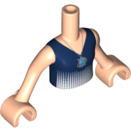 Visuel indicatif Rebrickable de Torse de mini-poupée Fille avec haut bleu foncé, dégradé bleu clair, motif imprimé collier argent, bras et mains nougat clair (Minidoll Torso Girl with Dark Blue Top, Light Blue Gradient, Silver Necklace Print, Light Nougat Arms and Hands)