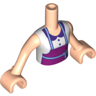 Visuel indicatif Rebrickable de Torse de mini-poupée Fille avec Blouse blanche, col, motif imprimé Tablier magenta, bras et mains nougat clair (Minidoll Torso Girl with White Blouse Top, Collar, Magenta Apron Print, Light Nougat Arms and Hands)
