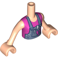 Visuel indicatif Rebrickable de Torse de mini-poupée Fille avec le dessus rose foncé sous sa salopette de denim avec le stylo et la règle dans la poche et les bras et les mains de nougat clair (Minidoll Torso Girl with Dark Pink Top under Denim Overalls with pen and ruler in pocket and Light Nougat Arms and Hands)