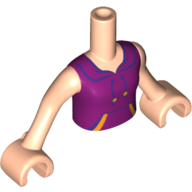 Visuel indicatif Rebrickable de Torse de mini-poupée Fille avec dessus magenta, Cordes, Motif imprimé poches avant, bras et mains nougat clair (Minidoll Torso Girl with Magenta Top, Strings, Front Pockets Print, Light Nougat Arms and Hands)