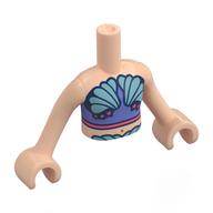 Visuel indicatif Rebrickable de Torse de mini-poupée Fille avec dessus bleu violet, motif imprimé Coquillages bleu métal, bras et mains nougat clair (Minidoll Torso Girl with Blue Violet Top, Metal Blue Sea Shells Print, Light Nougat Arms and Hands)