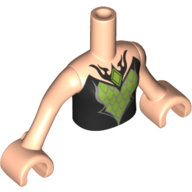 Visuel indicatif Rebrickable de Mini-poupée torse fille avec haut noir avec motif imprimé diamant vert citron et argent, bras et mains nougat clair (Minidoll Torso Girl with Black Top with Lime and Silver Diamond Print, Light Nougat Arms and Hands)