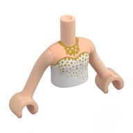 Visuel indicatif Rebrickable de Torse de mini-poupée Fille avec décorations en or, motif imprimé collier, bras et mains nougat clair (Minidoll Torso Girl with Gold Decorations, Necklace Print, Light Nougat Arms and Hands)