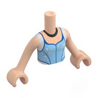 Visuel indicatif Rebrickable de Fille de torse mini-poupée avec robe bleu/blanc clair lumineux, étincelles, motif imprimé collier noir, bras et mains nougat clair (Minidoll Torso Girl with Bright Light Blue/White Dress, Sparks, Black Necklace Print, Light Nougat Arms and Hands)