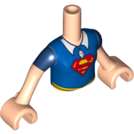 Visuel indicatif Rebrickable de Torse de mini-poupée Fille avec haut bleu avec collier blanc, pendentif Jewel, rouge 'S', bleu foncé manches courtes motif imprimé, bras et mains de nougat clair (Supergirl) (Minidoll Torso Girl with Blue Top with White Collar, Jewel Pendant, Red 'S', Dark Blue Short Sleeves Print, Light Nougat Arms and Hands (Supergirl))