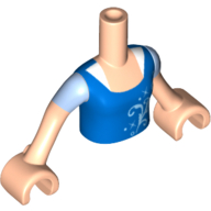 Visuel indicatif Rebrickable de Torse de mini-poupée Fille avec haut bleu avec manches bleu clair lumineux, motif imprimé manches bleu clair lumineux, bras et mains nougat clair (Minidoll Torso Girl with Blue Top with Bright Light Blue Sleeves, Bright Light Blue Sleeves Print, Light Nougat Arms and Hands)