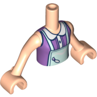 Visuel indicatif Rebrickable de Torse de mini-poupée Fille avec dessus de lavande moyenne, Tablier vert d’eau léger, bras et mains de nougat clair (Minidoll Torso Girl with Medium Lavender Top, Light Aqua Apron, Light Nougat Arms And Hands)