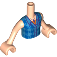 Visuel indicatif Rebrickable de Mini-poupée torse fille avec chemise bleue bloquée, cintre éclair / motif imprimé pendant, bras et mains nougat clair (Minidoll Torso Girl with Blue Blocked Shirt, Lightning Bolt Hanger/Pendent Print, Light Nougat Arms and Hands)