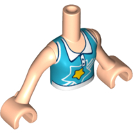 Visuel indicatif Rebrickable de Torse de mini-poupée Chemise de sport Azur moyen avec motif imprimé étoile, bras et mains nougat clair (Minidoll Torso Girl with Medium Azure Sport Shirt with Star Print, Light Nougat Arms and Hands)