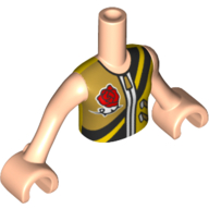 Visuel indicatif Rebrickable de Torse de mini-poupée Chemise fille avec sport avec fermeture à glissière et motif imprimé rose, bras et mains nougat clair (Minidoll Torso Girl with Sport Shirt with Zipper and Rose Print, Light Nougat Arms and Hands)